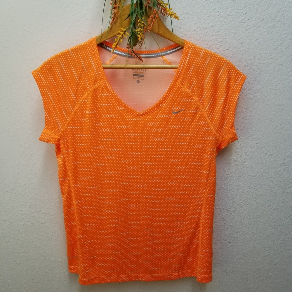 Nike Running Dri-Fit Miler V-Neck Reflective Tee